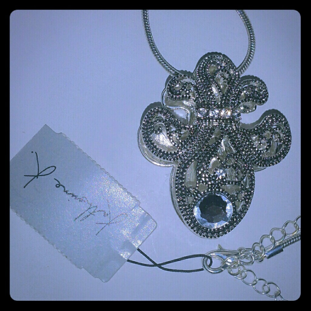 Katherine K Fleur De Lis Silver tone Necklace